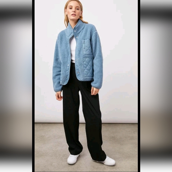 Rails Womens Lorena Steel Blue Sherpa Cozy Winter Outerwear Jacket S - Picture 1 of 16